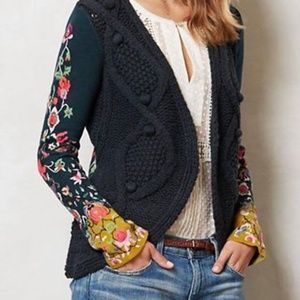 Anthropologie Stitched Flora Cardigan Small